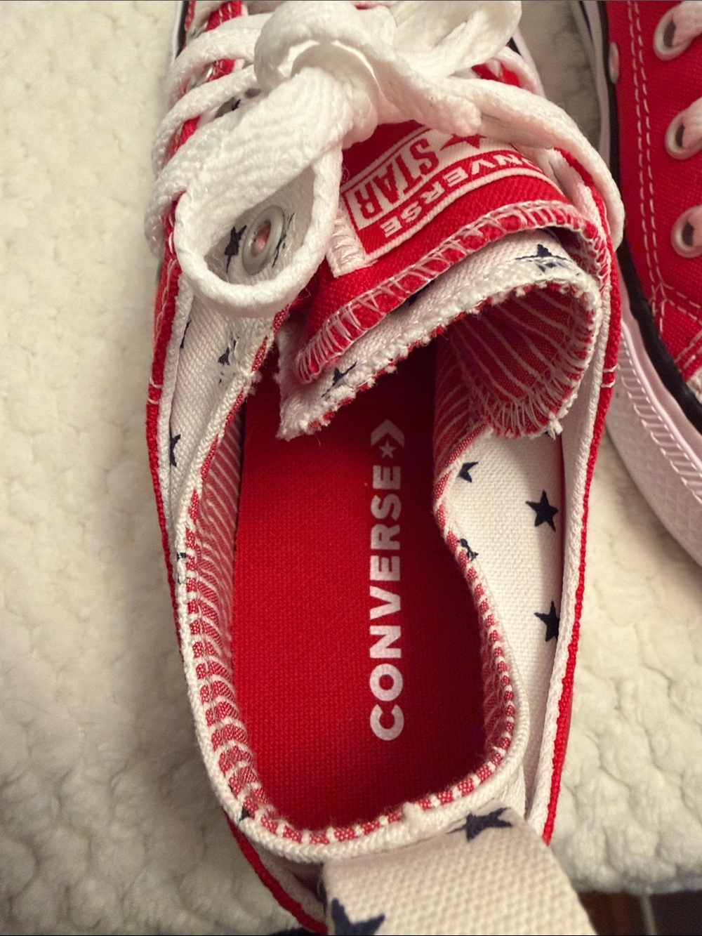 Kids Red Low-Top Canvas Sneakers with Star Heel Tabs - Picture 10 of 14